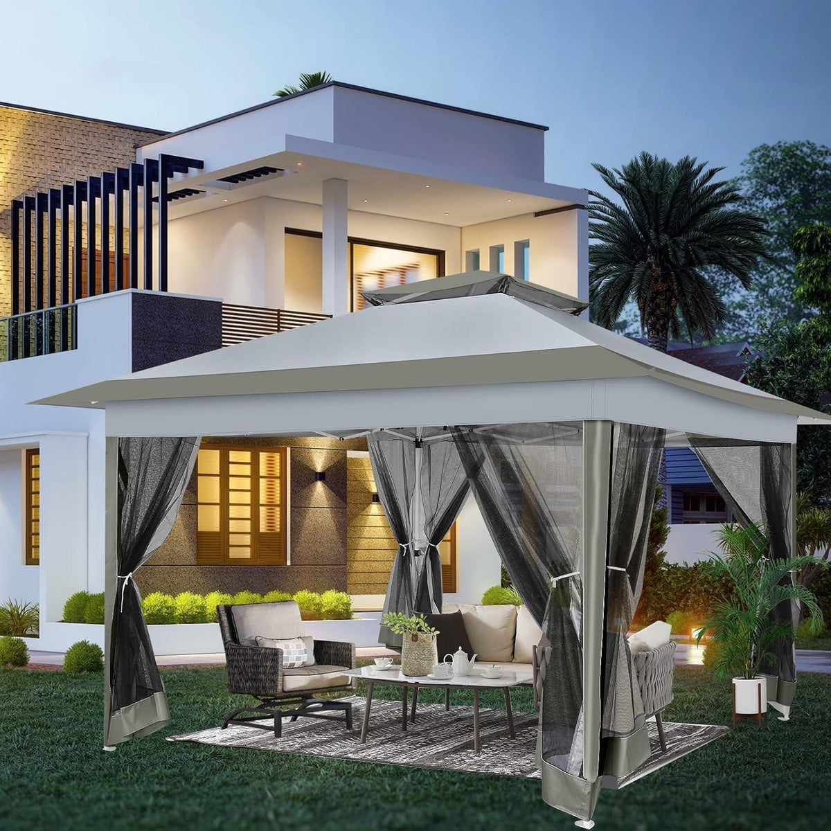 3x3 Pop Up Pavillon wasserdicht mit Moskitonetz & Seitenwänden
