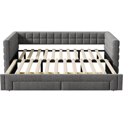 Tagesbett 90x200cm mit Bettkasten & ausziehbarer Liegefläche