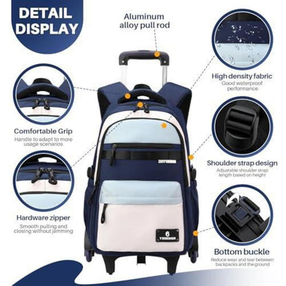 Schulrucksack mit Rollen für Kinder – Blauer Trolley Rucksack