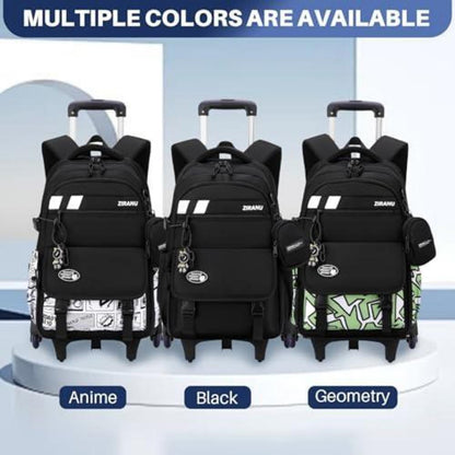 3er-Set Schulranzen mit Rollen – Kinder Schultasche Trolley Rucksack