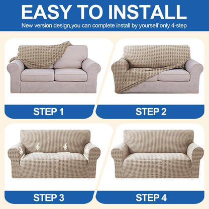 Stretch Sofaüberzug 2 Sitzer – Rutschfest & Jacquard