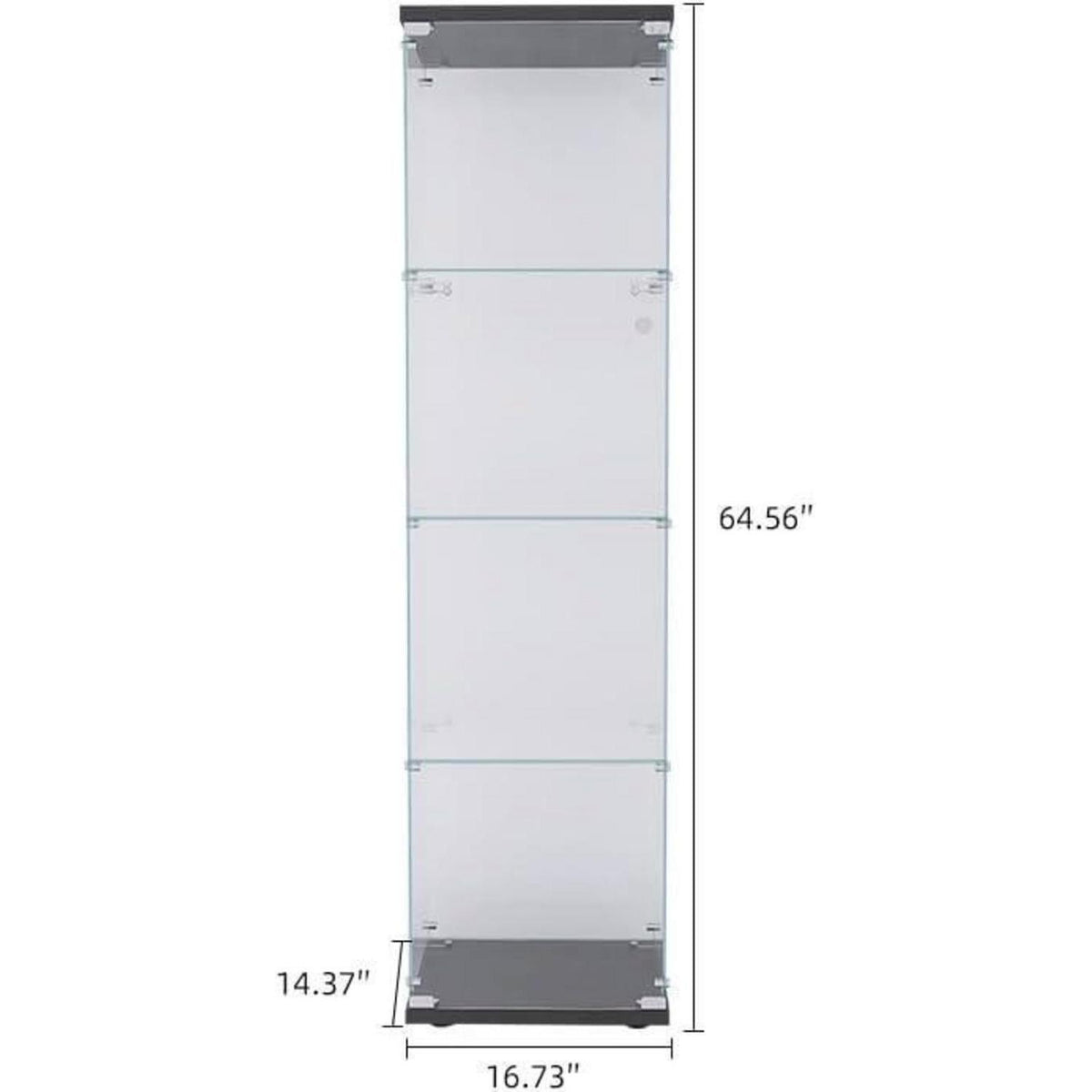 Glasvitrine mit Schloss & 4 Regalen – Schwarz