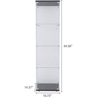 Glasvitrine mit Schloss & 4 Regalen – Schwarz