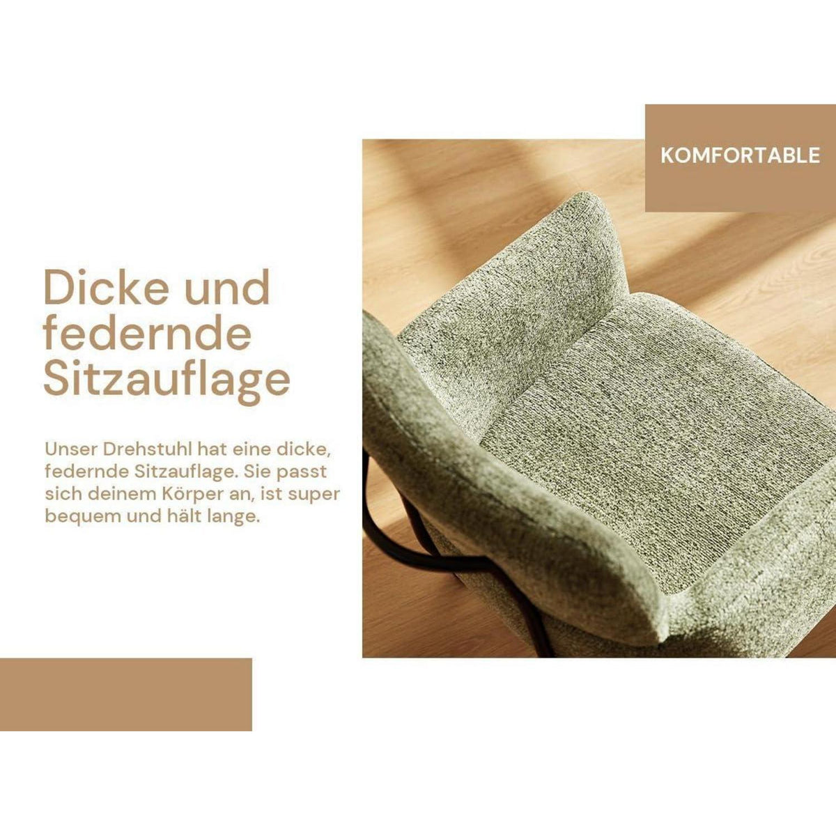 Drehbarer Esszimmerstuhl mit Armlehnen – Grün
