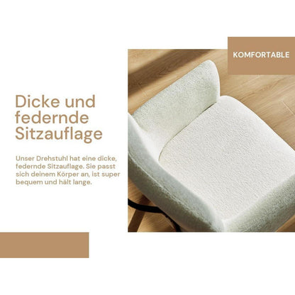 Drehbarer Esszimmerstuhl mit Armlehnen – Beige Chenille Bürostuhl
