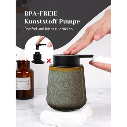 Keramik Schaumseifenspender Grün Braun - 350ml