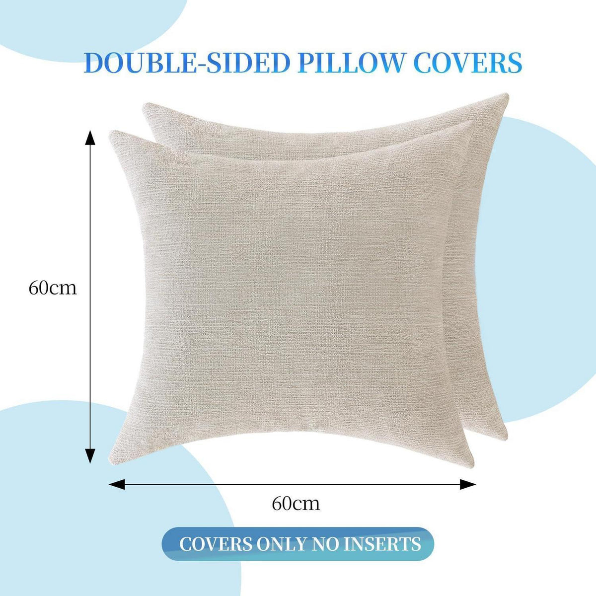 2er Set Kissenbezüge 60x60, Falsch Leinen, Beige