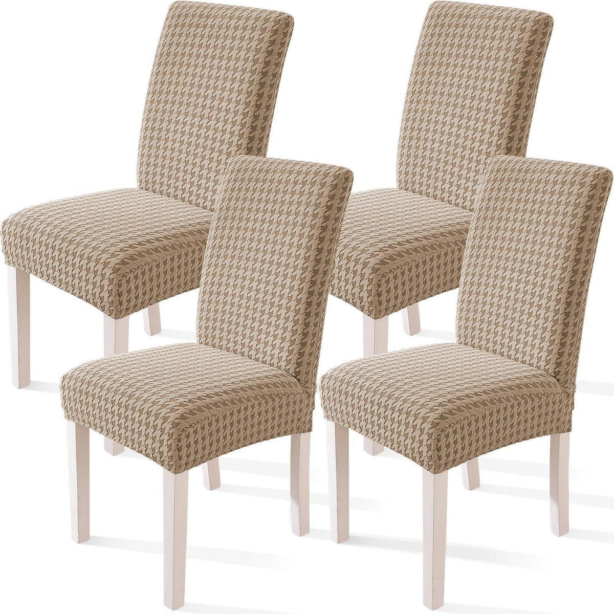 Stretch Stuhlhussen Set 4er – Abnehmbar & Elastisch Khaki