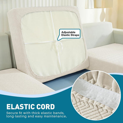 Stretch Sofa Sitzkissenbezug 2er Set CremeWeiß