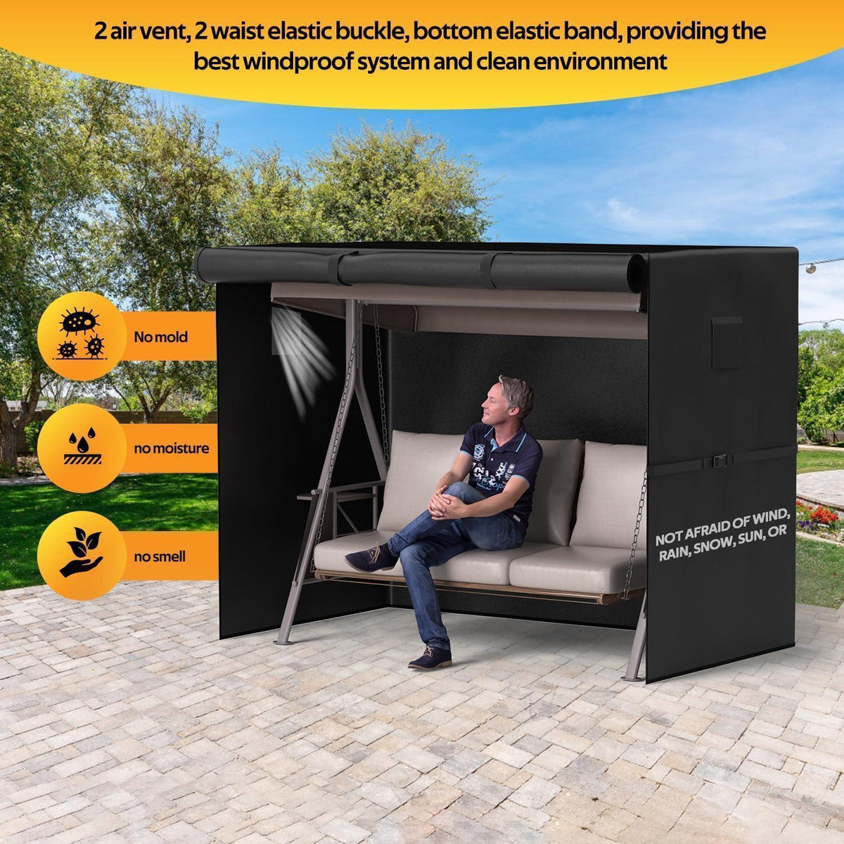 Hollywoodschaukel Abdeckung 3-Sitzer | Wasserdicht & Winterfest 210x150x150cm