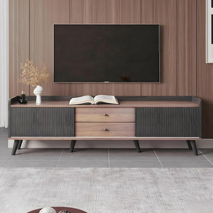 Schwarzer TV Schrank mit Schiebetür & 2 Schubladen (160x40x58cm)