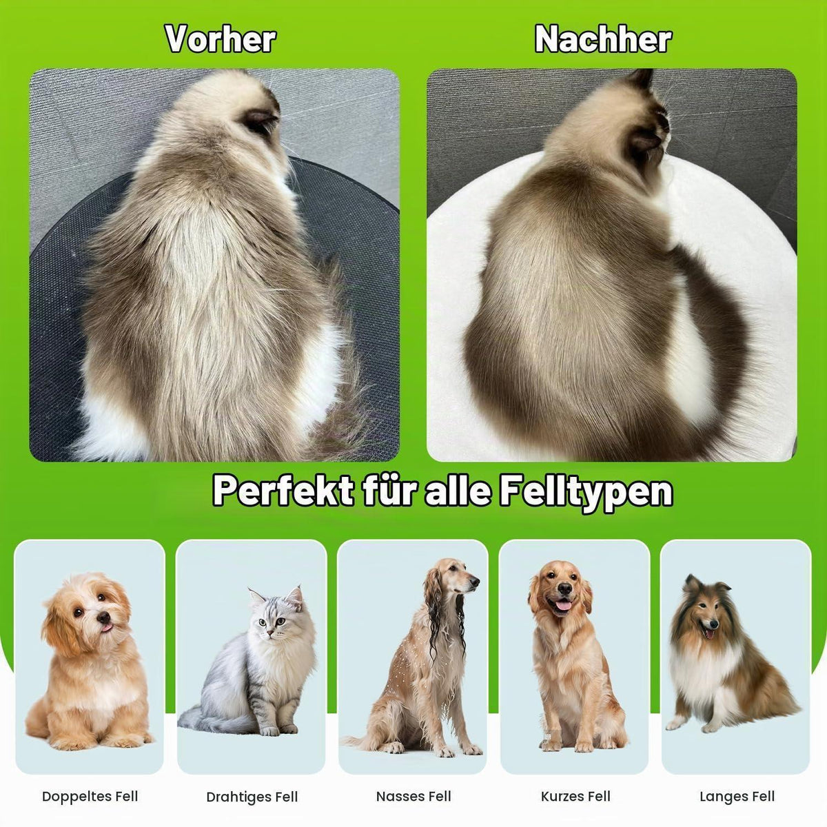 Unterwollbürste 3in1 für Hunde & Katzen – Entfilzung & Pflege