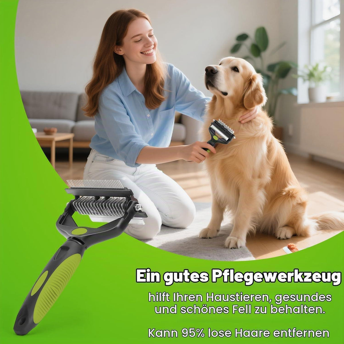 Unterwollbürste 3in1 für Hunde & Katzen – Entfilzung & Pflege