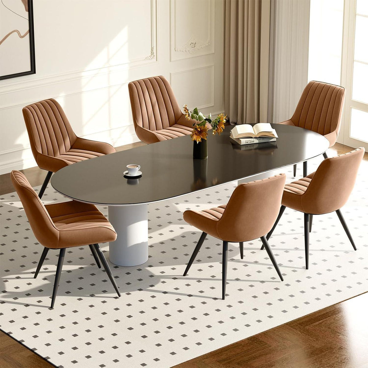 Esszimmerstühle 6er Set | Braun | Polsterstühle mit Sitzkissen