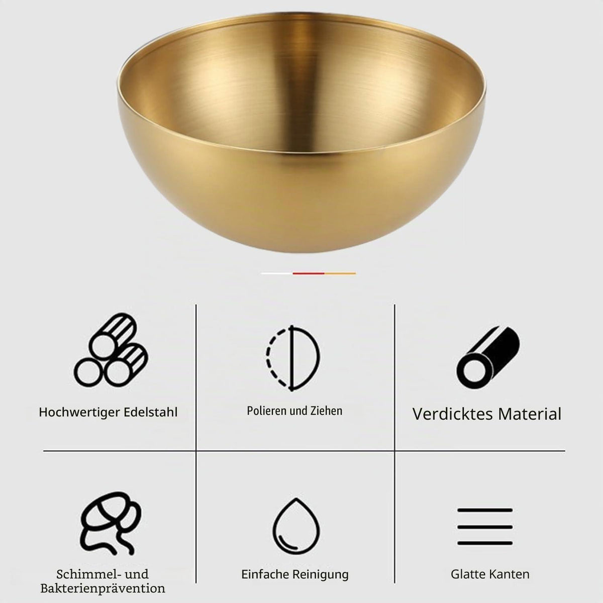 Reisschüsseln Edelstahl Gold Koreanisch 3er Set 15-25cm
