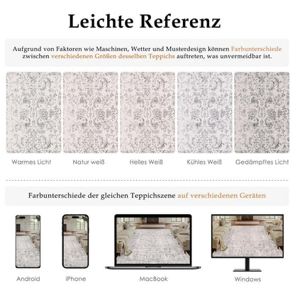 Vintage Läufer Grau 80x400cm Waschbar – Flur Teppich