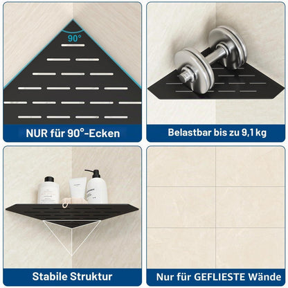 Eck-Duschregal Edelstahl 254mm Schwarz - 2er Set