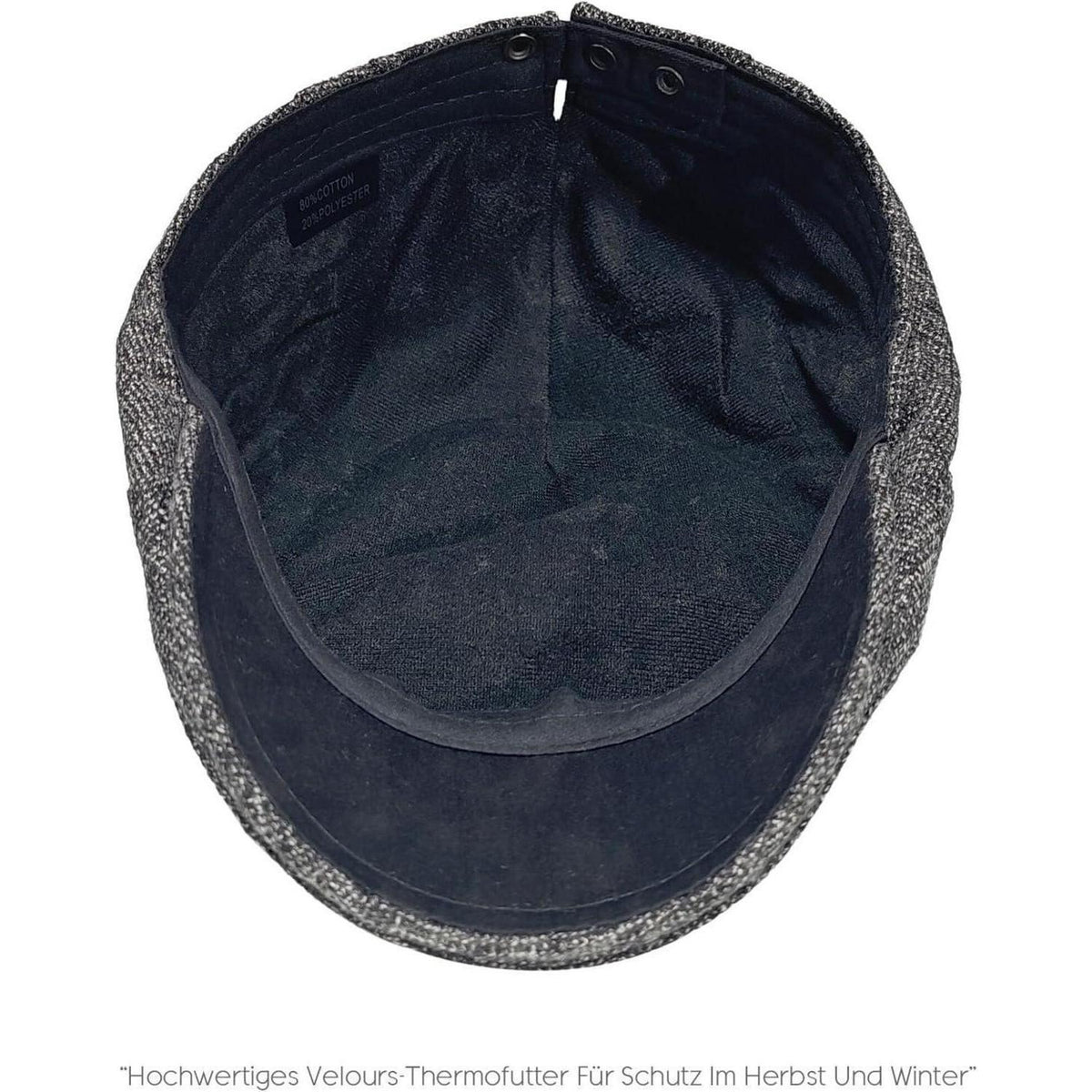 Herren Schiebermütze Winter - Dunkelgrau, Flat Cap Newsboy