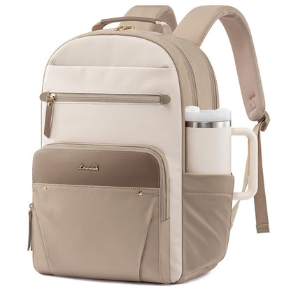 Wasserdichter Laptop Rucksack Damen 15,6 Zoll – Beige+Khaki