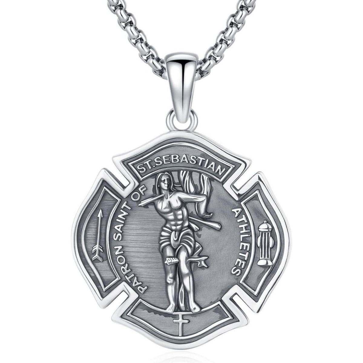 925 Sterling Silber Medaillen Kette St. Sebastian Schutzamulett