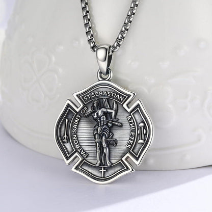 925 Sterling Silber Medaillen Kette St. Sebastian Schutzamulett