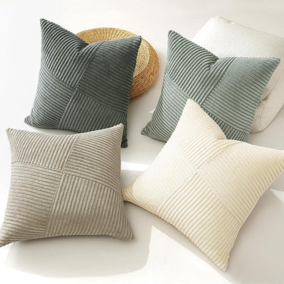 Cord Kissenbezug 4er Set, Grau gestreift, 40x40 cm