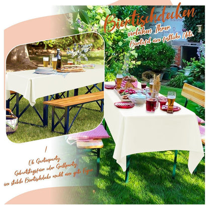 12x Elfenbein Biertisch Tischdecke 250x100cm – Waschbar & Blickdicht