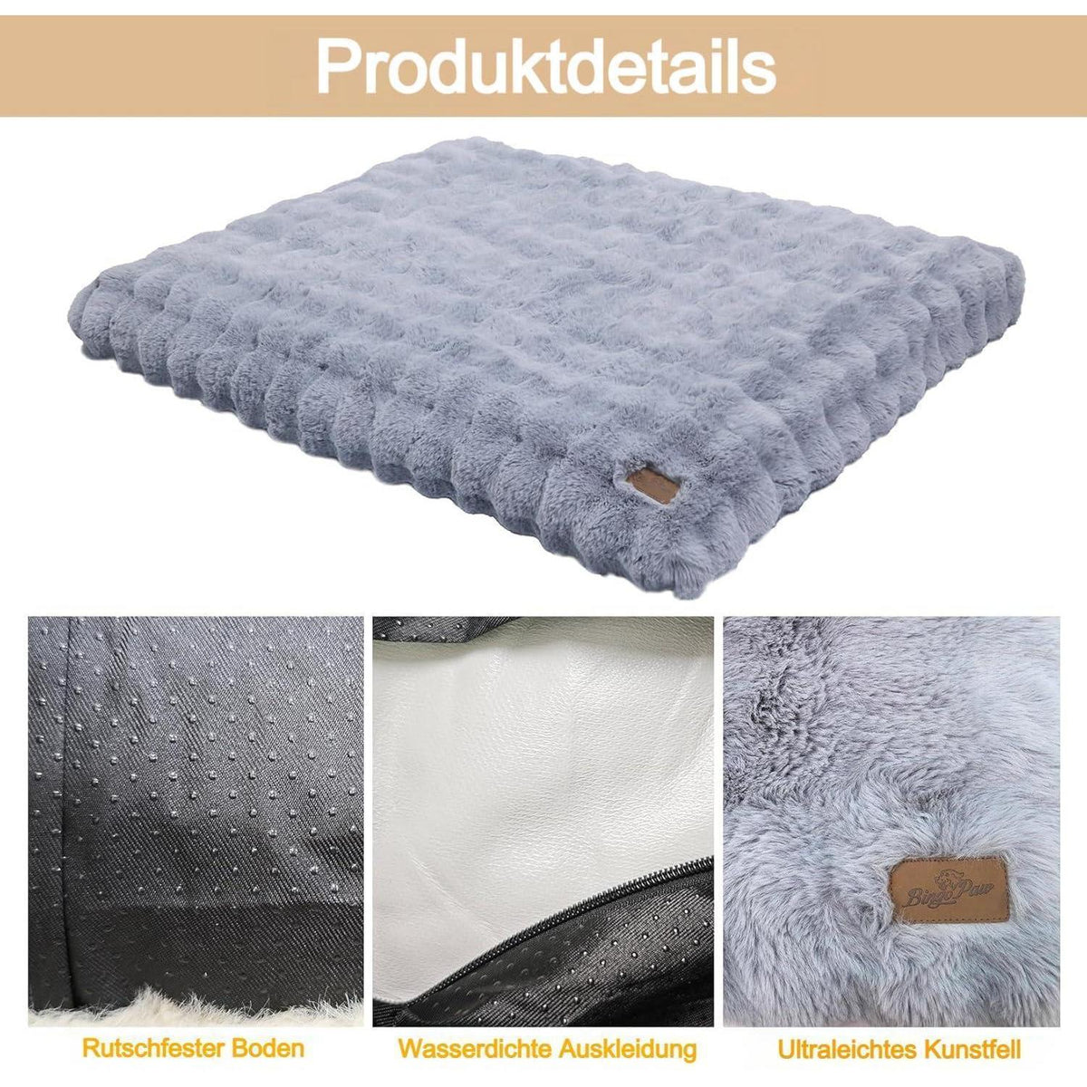 XXXL Hundebett flauschig & waschbar – 130x110x12 cm