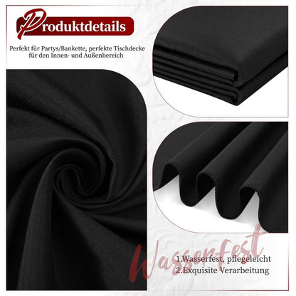 12x Biertisch Tischdecke Schwarz 250x100cm – Waschbar & Pflegeleicht