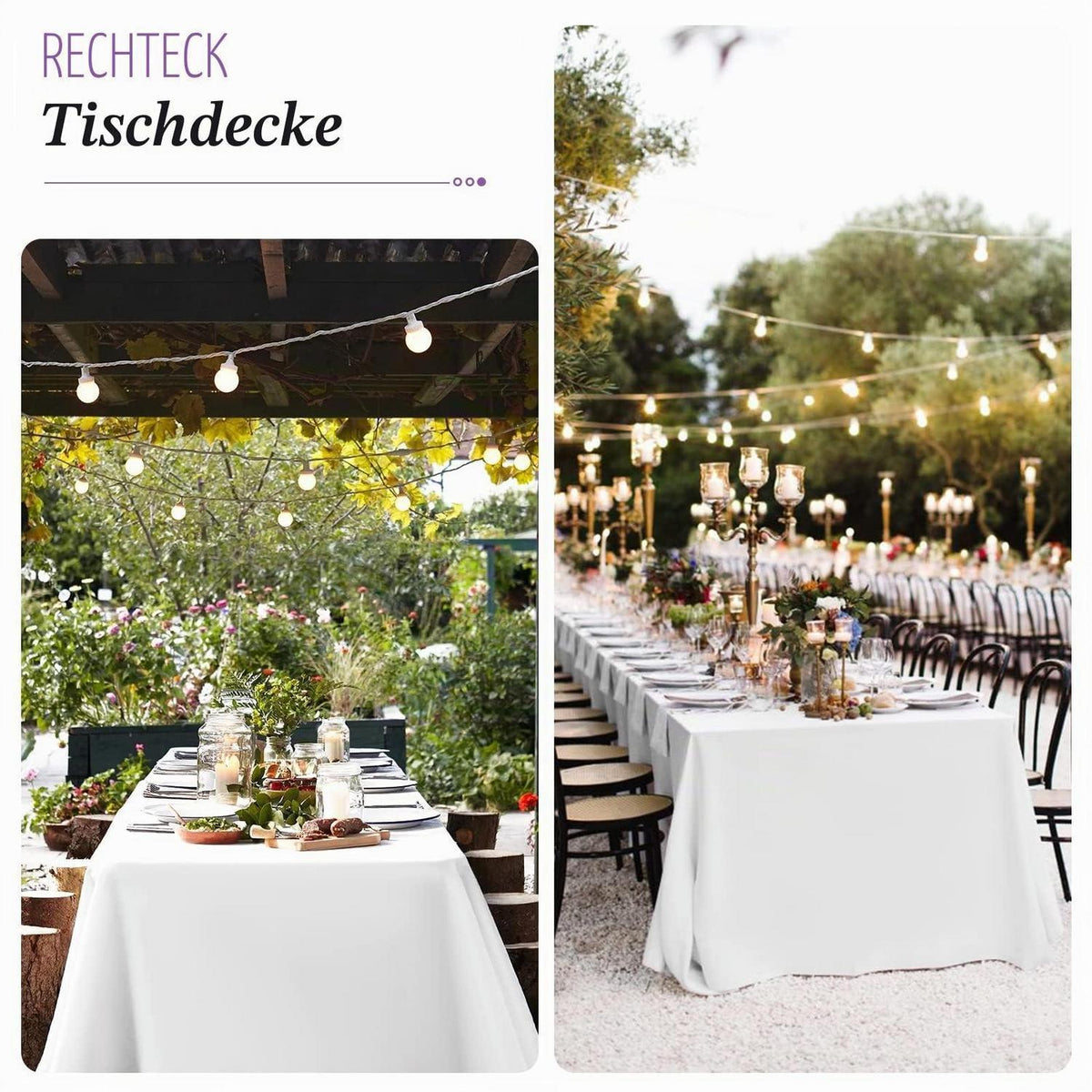 10x Weiße Tischdecken 6ft Rechteck – Knitterfrei & Waschbar