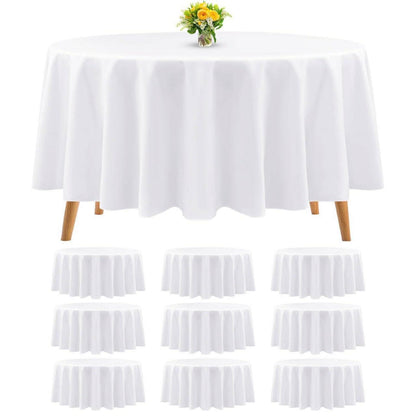 10er-Pack Runde Tischdecke 90 Zoll Weiß – Hochzeit, Party, Buffet