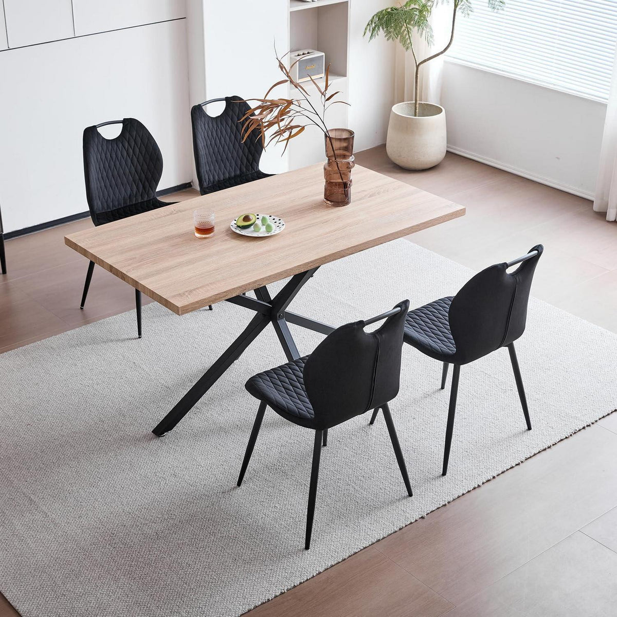 Esstisch Set 140x78cm mit 4 Esszimmerstühlen, Modern