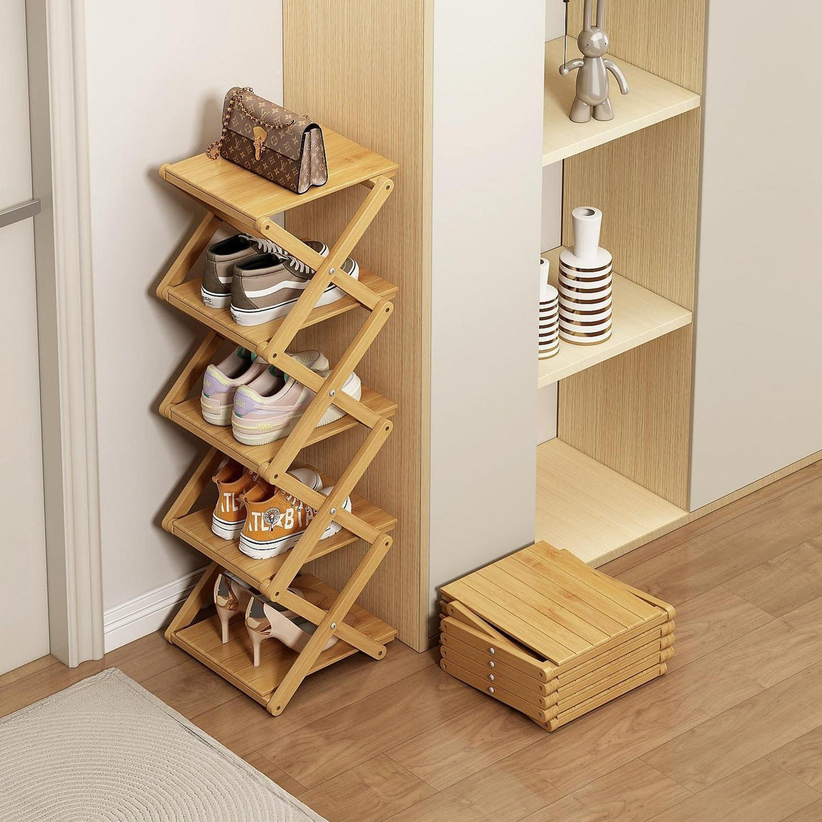 Bambus Schuhregal 5 Ebenen – Klappbar, Platzsparend & Stabil