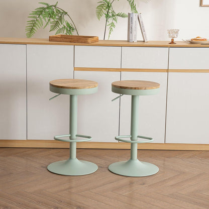 YOUNIKE Barhocker 2er Set, Höhenverstellbar & Schwenkbar, Vintage Grün