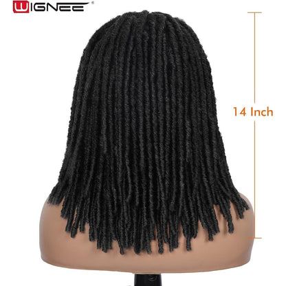Kurze Dreadlock Perücke Natural Black - 35cm Geflochtene Faux Locs