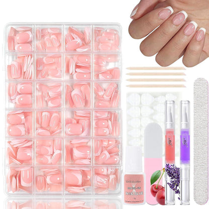 360 French Press on Nails – Kurze, Quadratische Fake Nägel mit Nagelöl