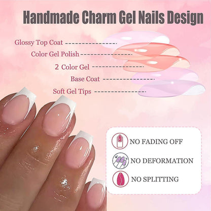 360 French Press on Nails – Kurze, Quadratische Fake Nägel mit Nagelöl