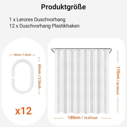 Duschvorhang-Set 180x170 cm Reinweiß mit 12 Haken