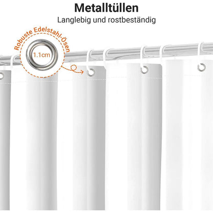 Duschvorhang-Set 180x170 cm Reinweiß mit 12 Haken