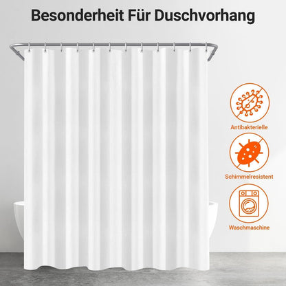 Duschvorhang-Set 180x170 cm Reinweiß mit 12 Haken