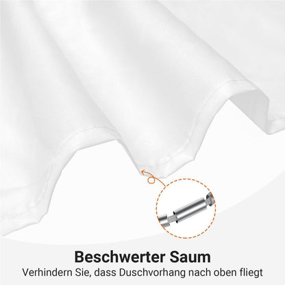 Duschvorhang 240x160 cm Reinweiß, Beschwerter Saum, Wasserabweisend