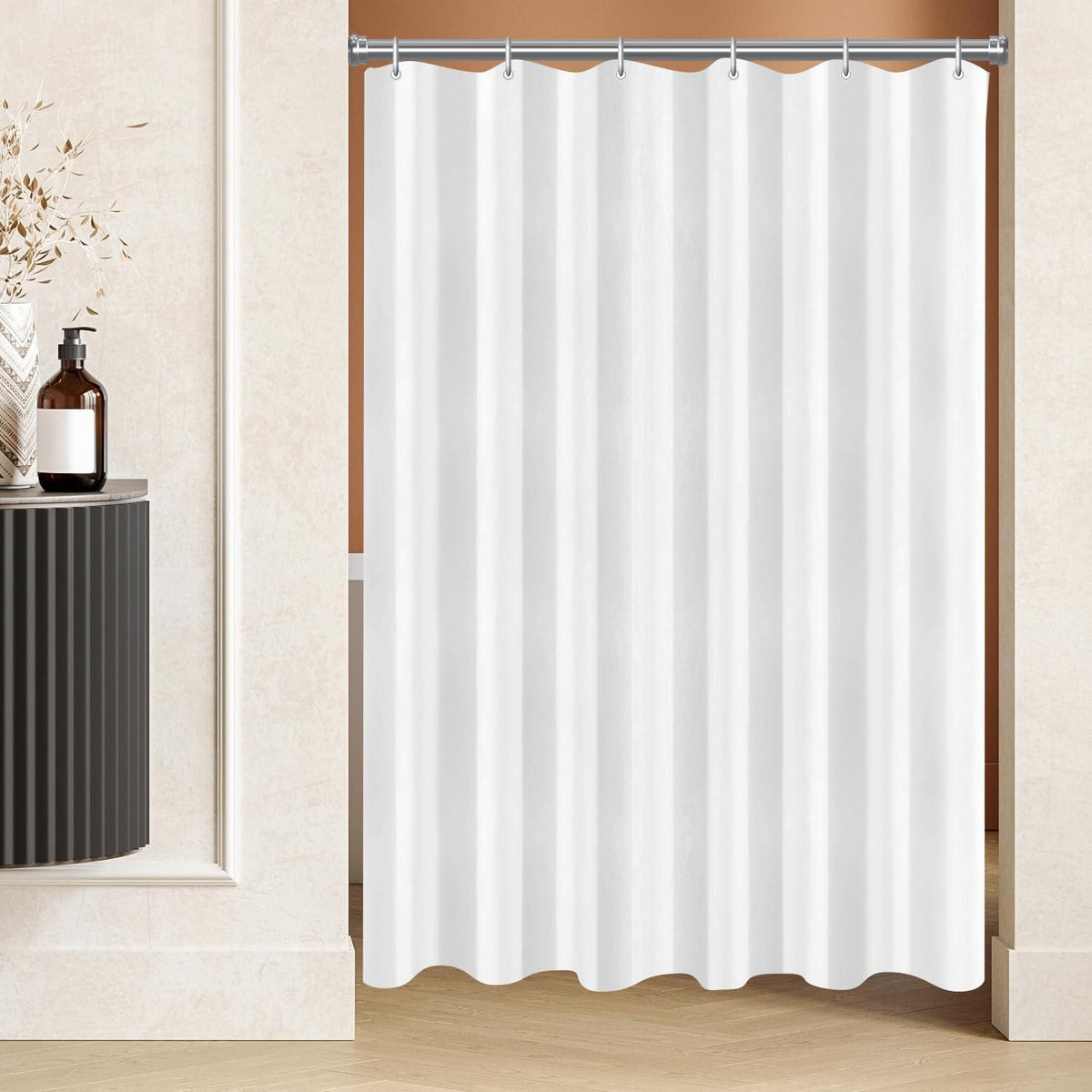 Duschvorhang 240x160 cm Reinweiß, Beschwerter Saum, Wasserabweisend