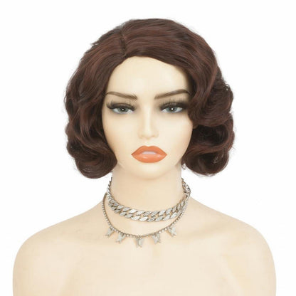 Braune 1920er Jahre Flapper Perücke – Kurz, Lockig, Cosplay & Halloween