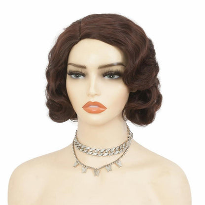 Braune 1920er Jahre Flapper Perücke – Kurz, Lockig, Cosplay & Halloween