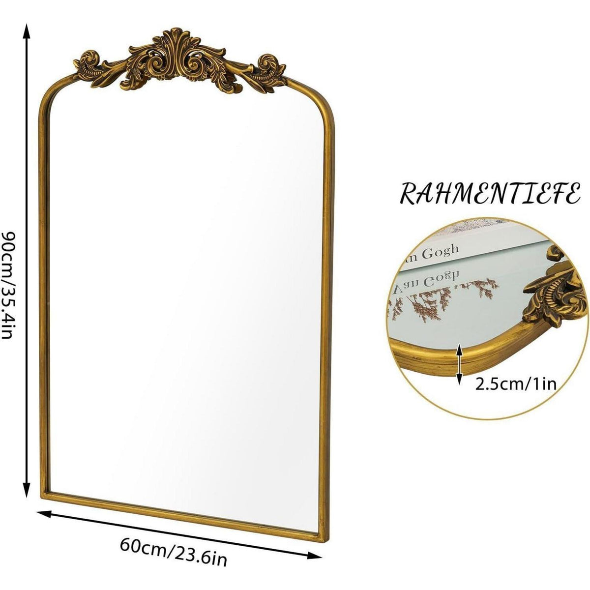 Goldener Barock Spiegel 60x90cm – Vintage Wanddeko