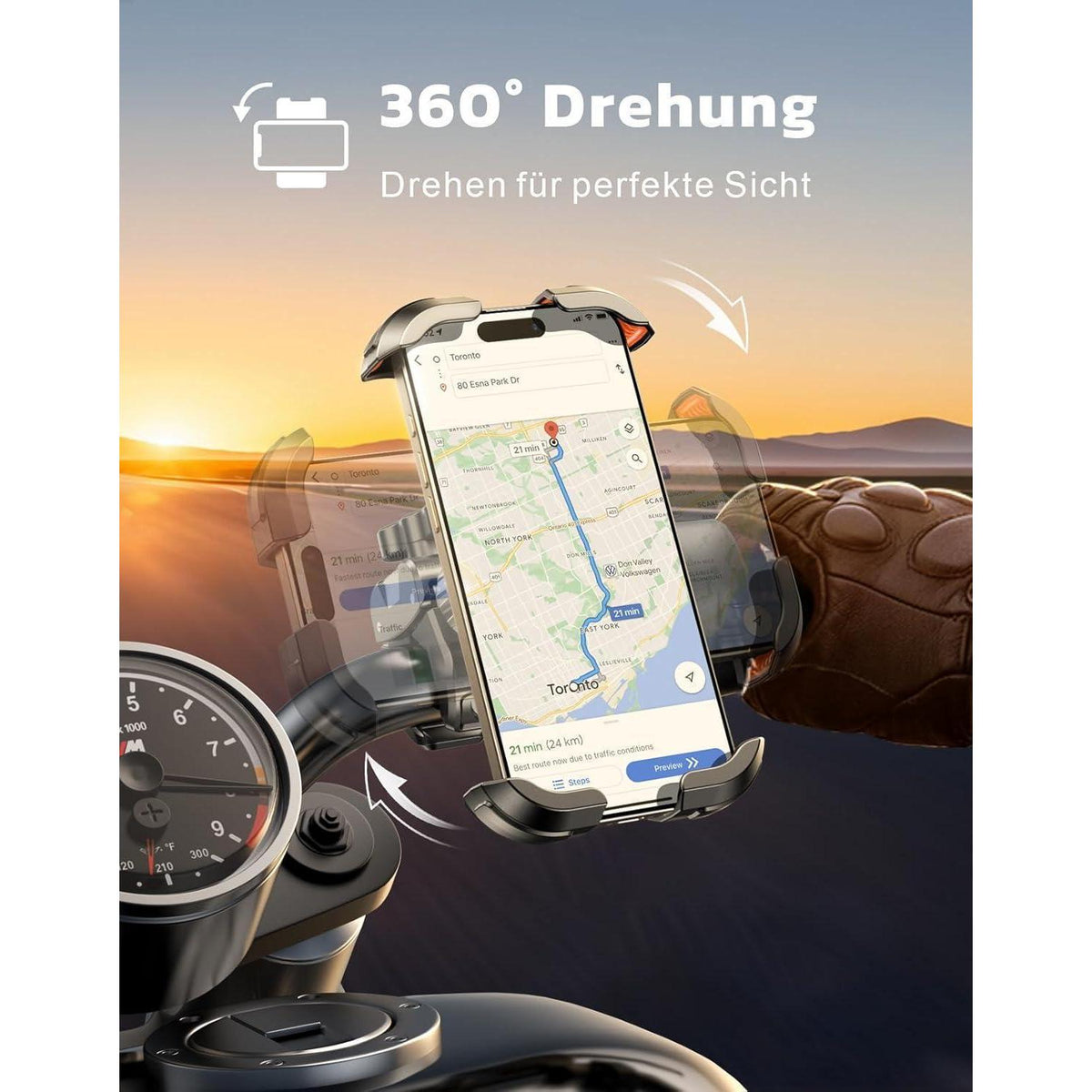 Fahrrad Handyhalterung 360° Drehbar & Schnellverschluss