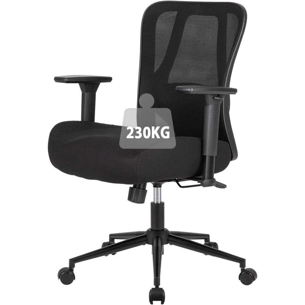 Ergonomischer Bürostuhl 230kg, Lendenwirbelstütze, Netzrücken, Schwarz