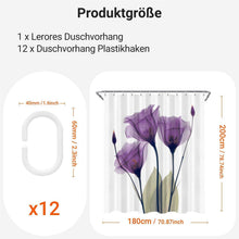 Duschvorhang Violette Blumen 180x200 cm Wasserabweisend & Schimmelresistent