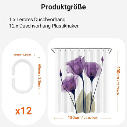 Duschvorhang Violette Blumen 180x200 cm Wasserabweisend & Schimmelresistent
