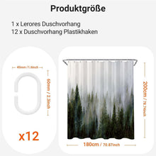 Duschvorhang Nebel Wald 180x200 cm, Wasserabweisend, Waschbar